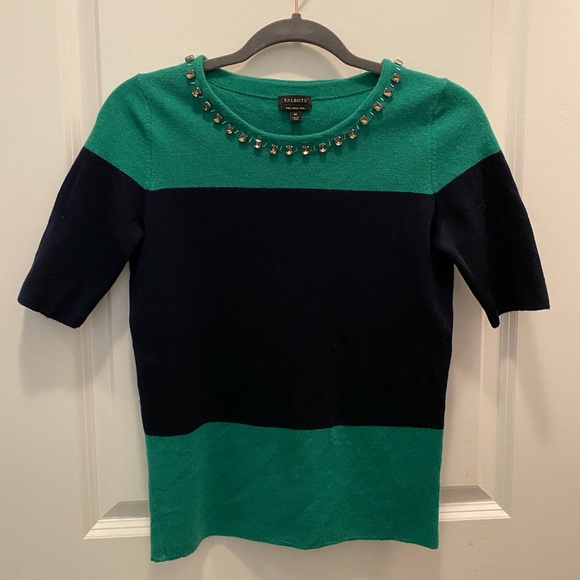 Blue & Green Quarter Sleeve Talbots Sweater - Picture 1 of 3